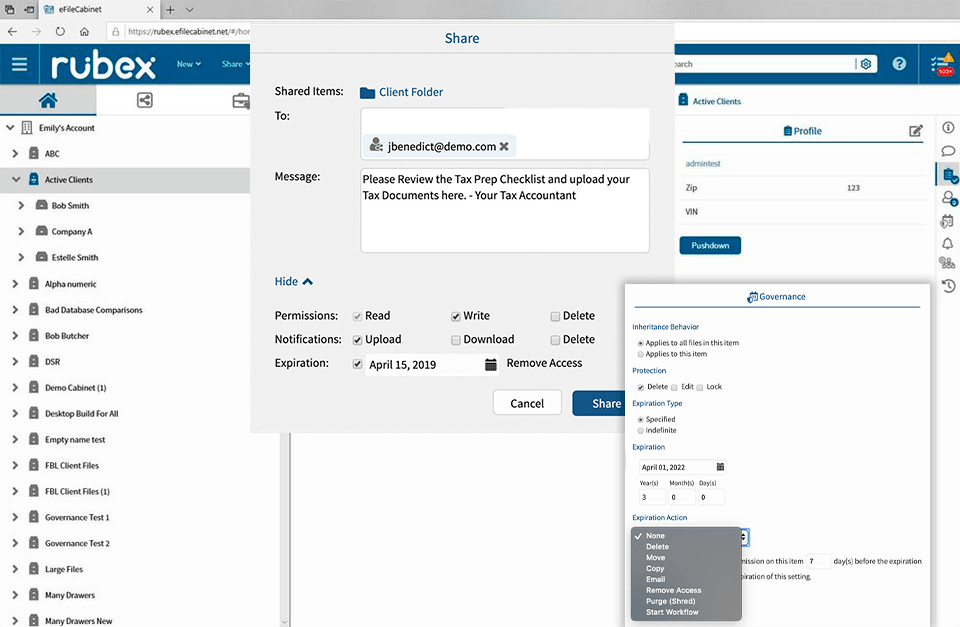 efilecabinet document management software interface
