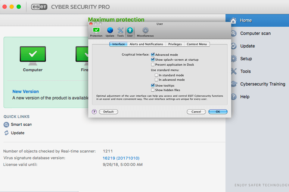 eset cyber security best mac antivirus software interface