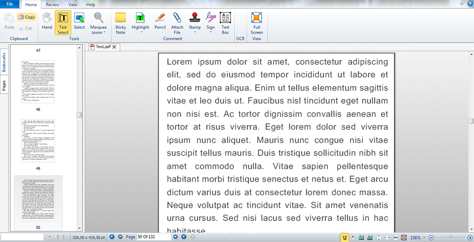 interface von expert pdf-reader