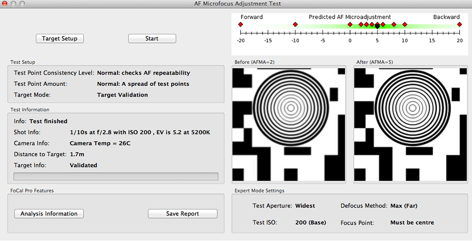 focal plus interface lens calibration