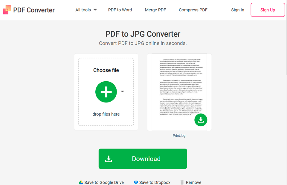 tasuta pdf to jpg converter liides