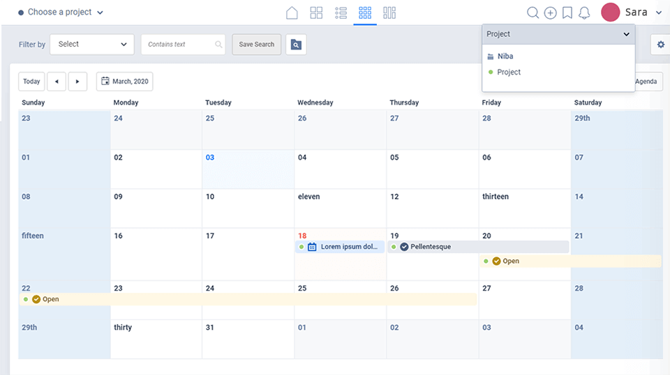 freedcamp interface calendar