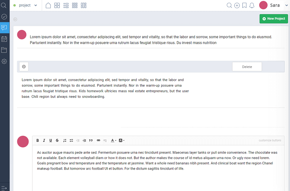 freedcamp interface discussion