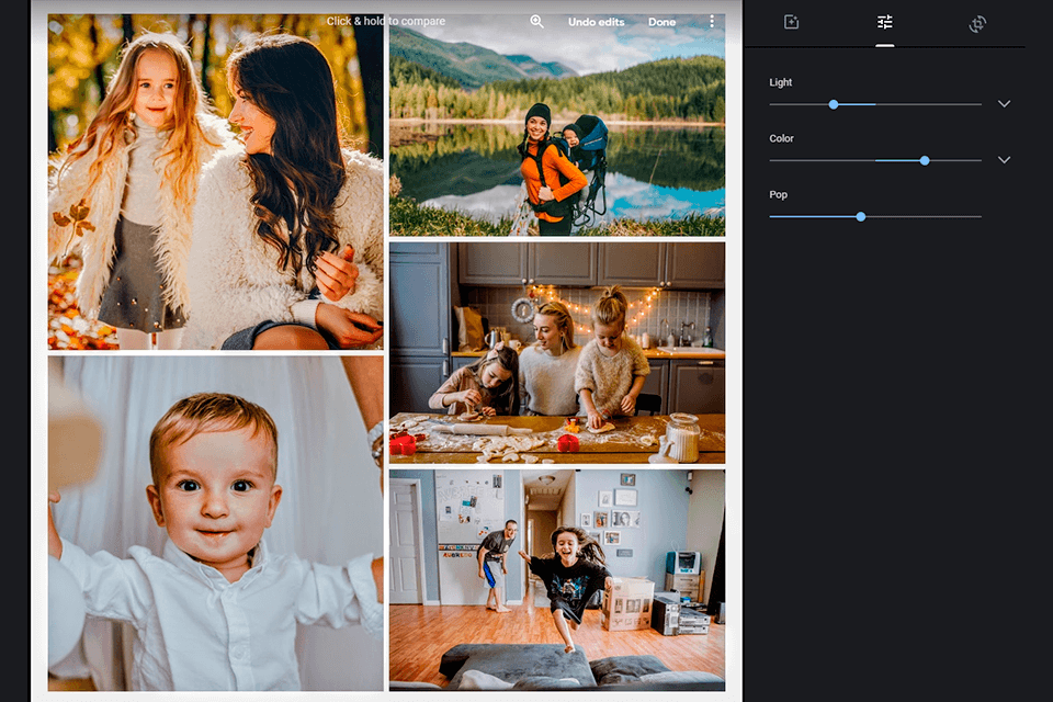 Google Photosfree photo collage makerインターフェース