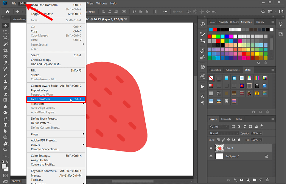 how to resize a layer in photoshop free transform