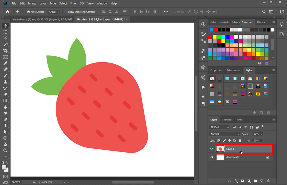 how to resize a layer in photoshop open image