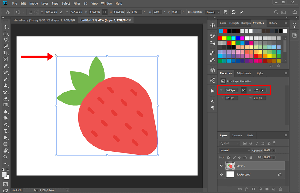 how to resize a layer in photoshop