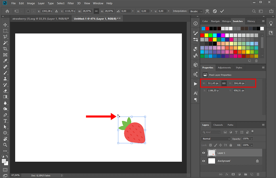 how to resize a layer in photoshop