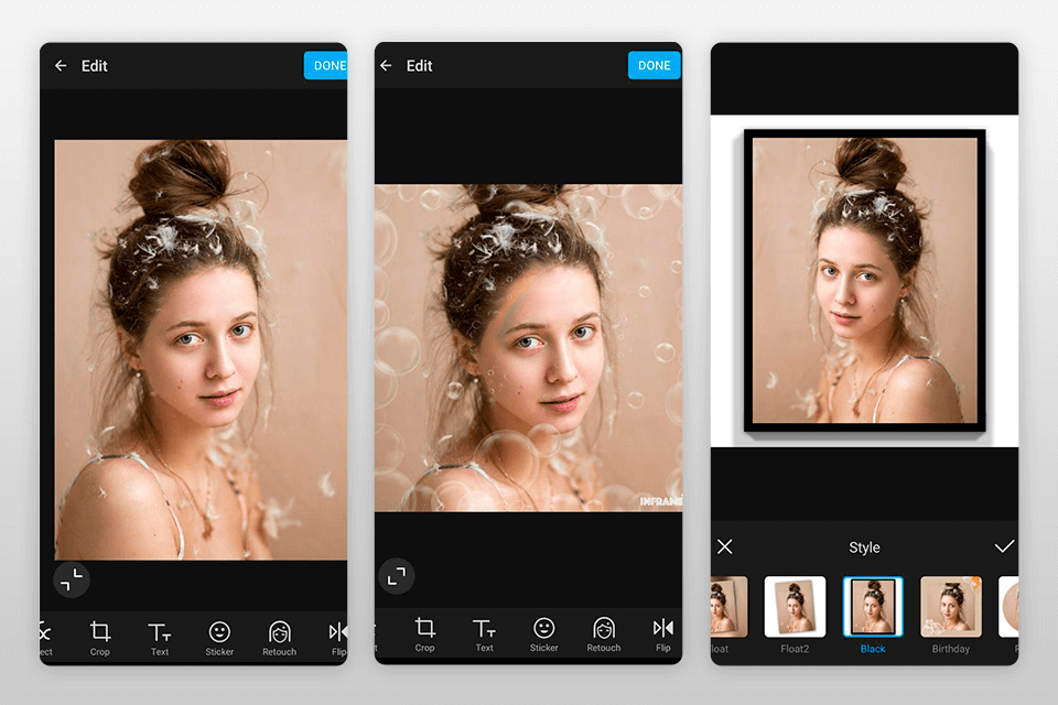 inframe appgränssnitt för fotogräns
