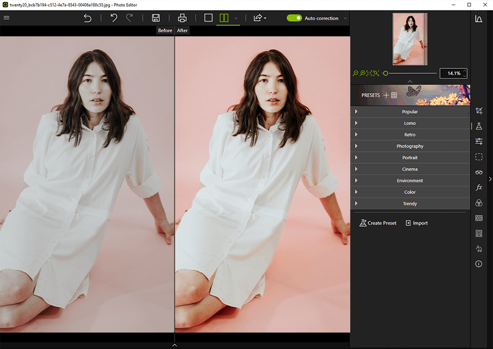 inpixio correzione automatica colore