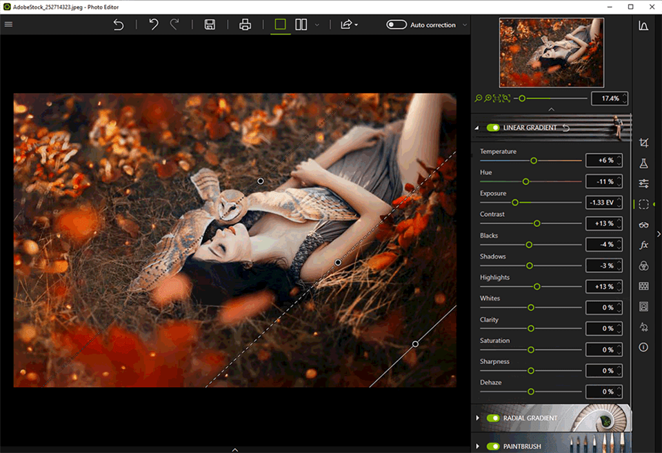 inpixio photo editor correzione gradiente
