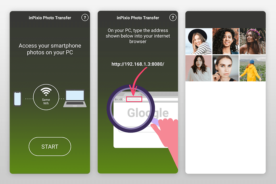 inpixio photo transfer interfaccia