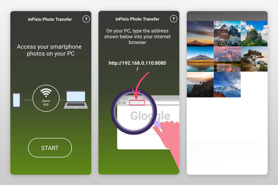 interface von inpixio photo transfer