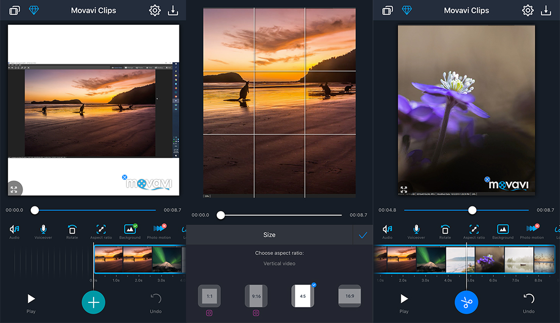 interface von movavi clips