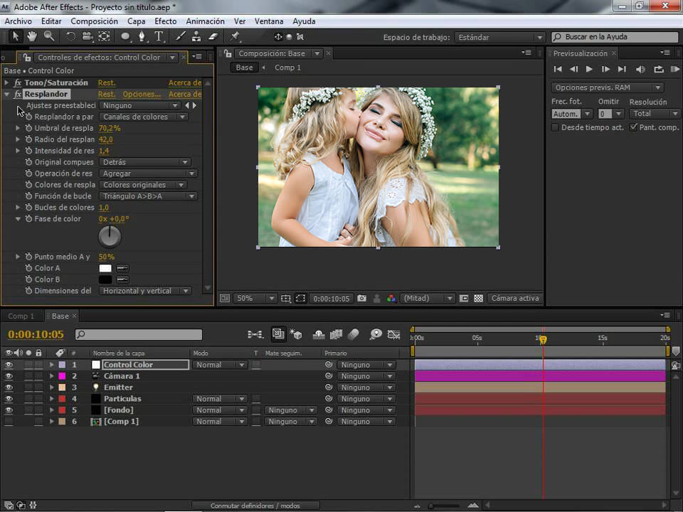 interfaz de after effects