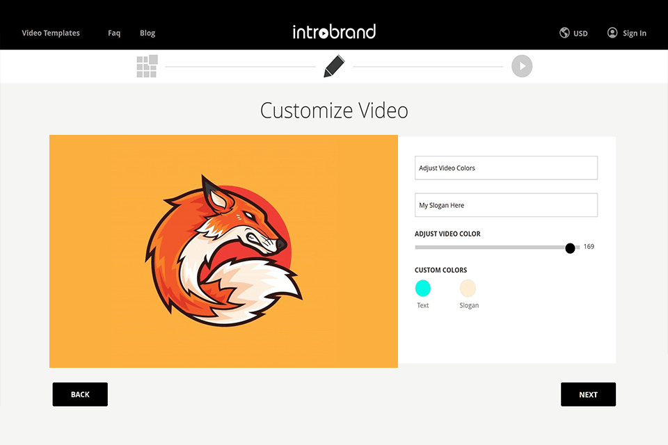 introbrand logo animation software interface