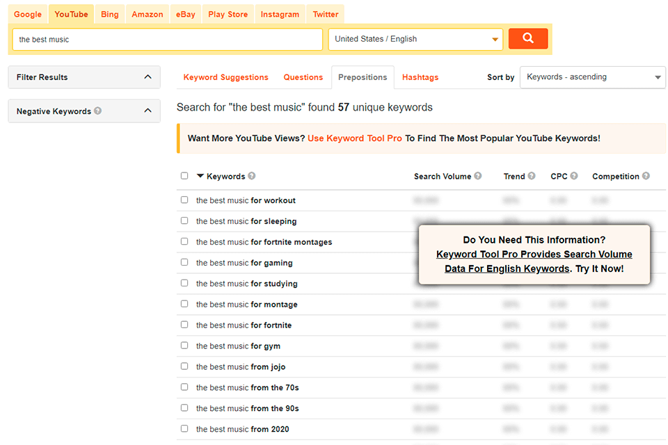 keyword tool video optimizer interface