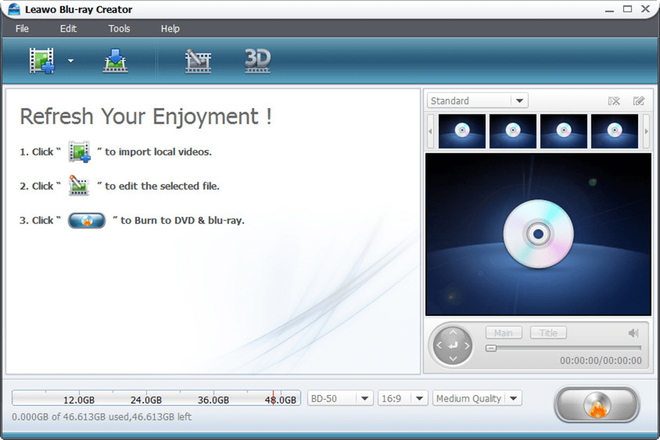 leawo blu ray authoring software interface