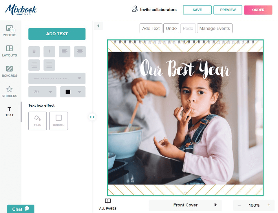 mixbook photo calendar interface