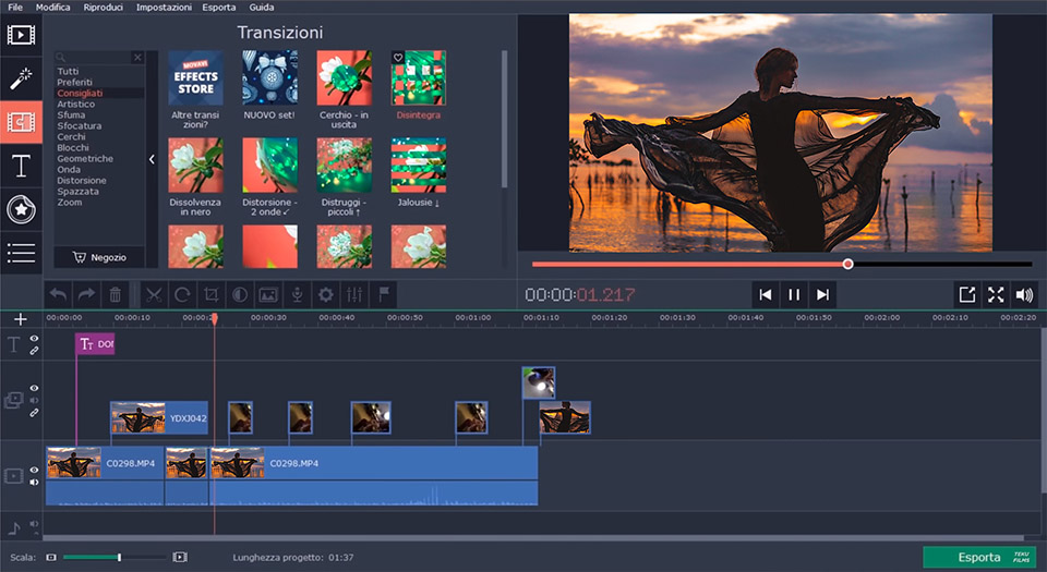 movavi video editor interfaccia