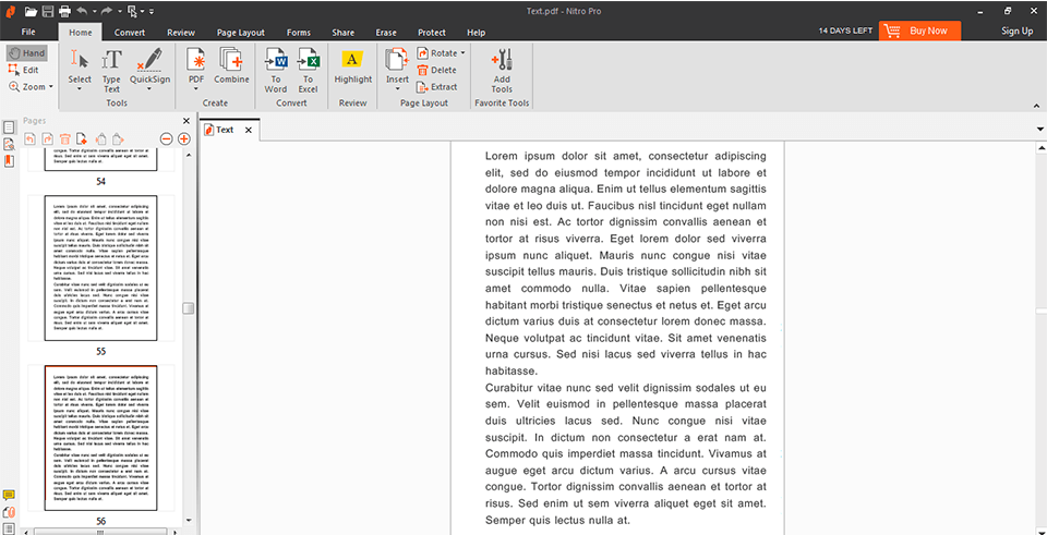 interface von nitro pdf-reader
