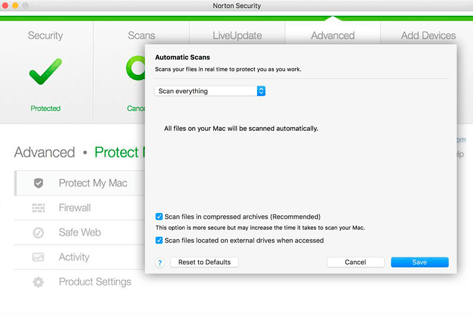 norton 360 deluxe best mac antivirus software interface