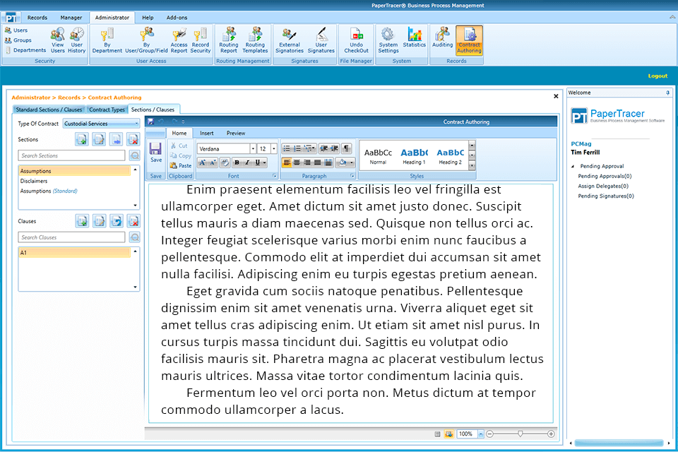 papertracer document management software interface