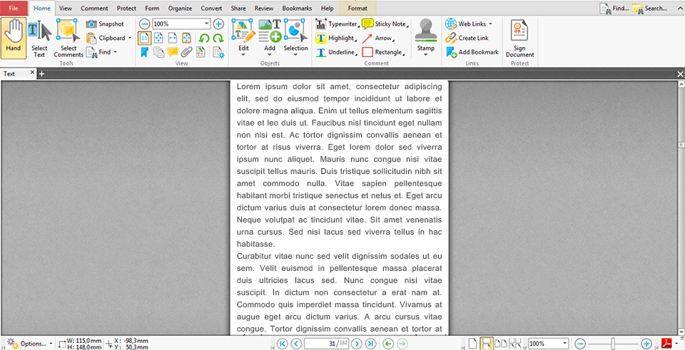interface von pdf exchange editor pdf-programm