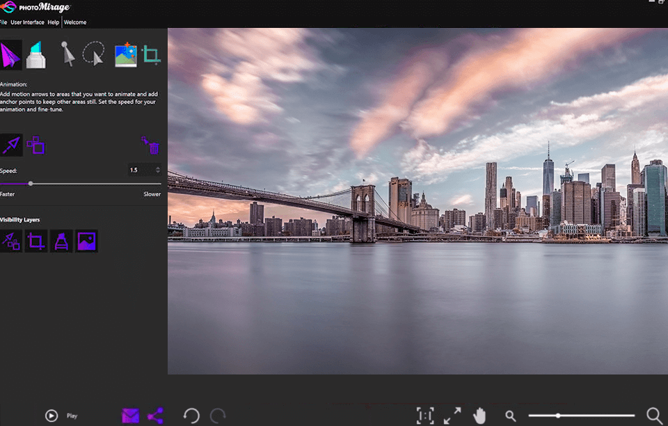 photomirage software-schnittstelle für fotoanimationen