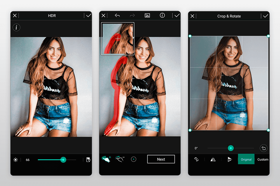 photodirector nuotraukų redagavimo programa, skirta android sąsajai