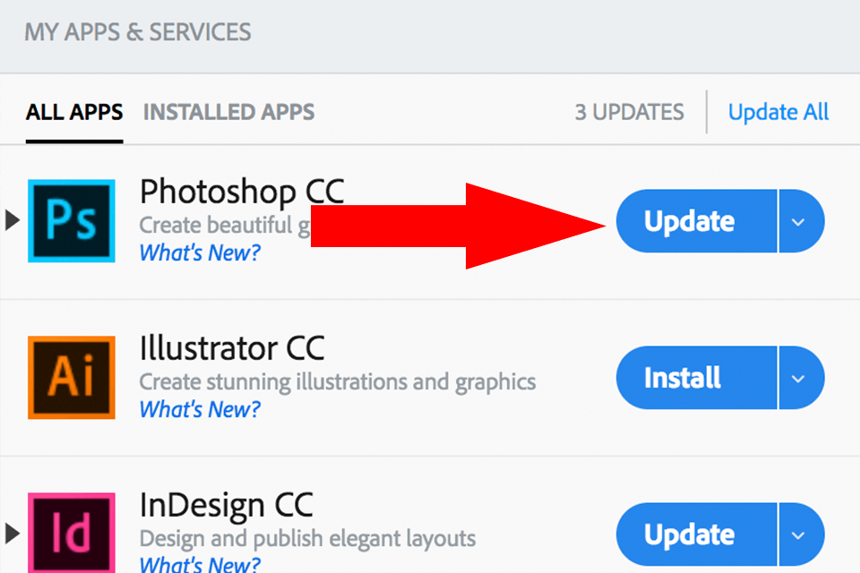 photoshop cc updating