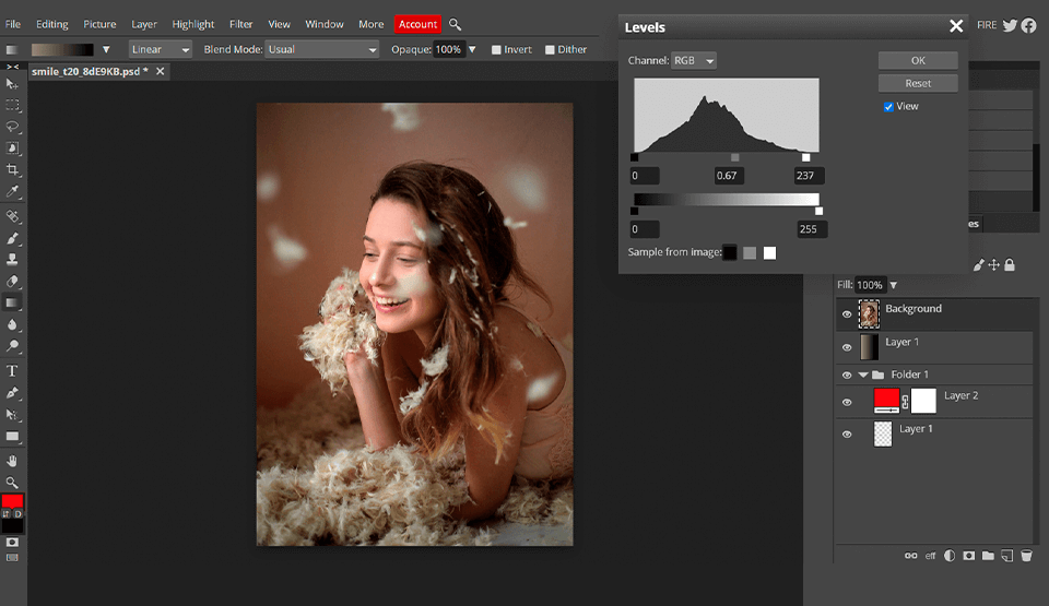 photoshop 온라인 편집기 자동 사진 편집기 인터페이스