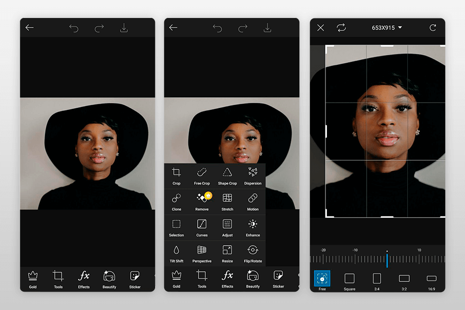 picsart cropping pictures app interface
