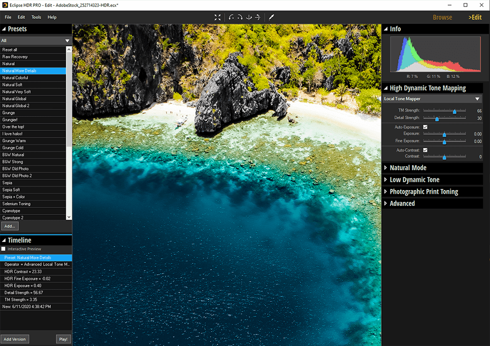 predefinições hdr do inpixio eclipse