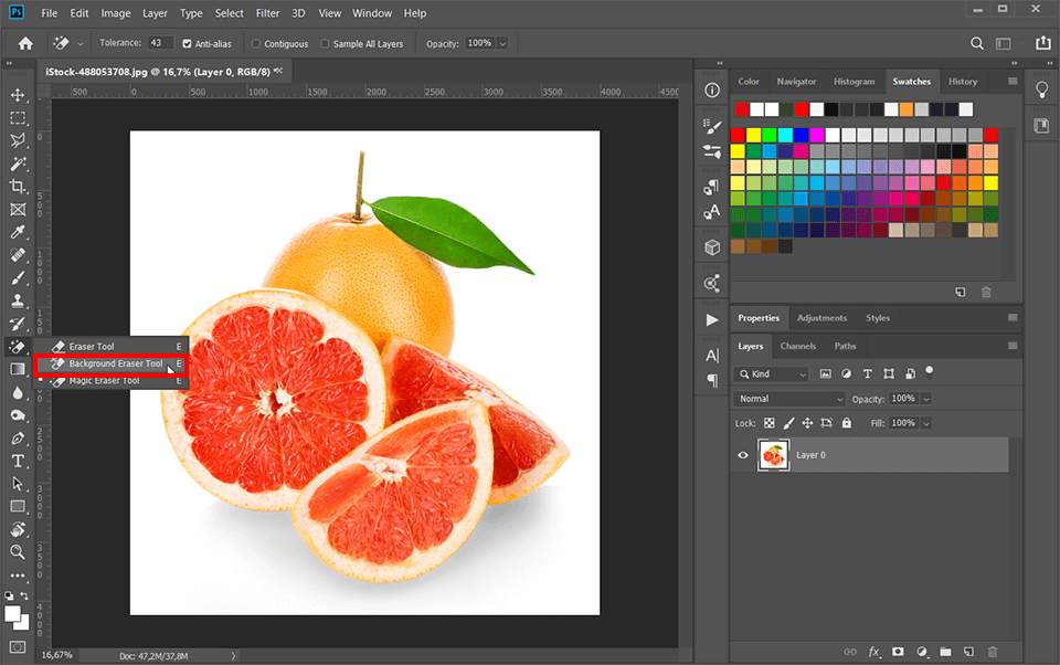 remove the background of a picture in photoshop background eraser tool