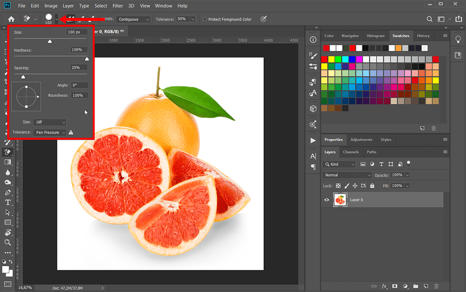 remove the background of a picture in photoshop tool settings