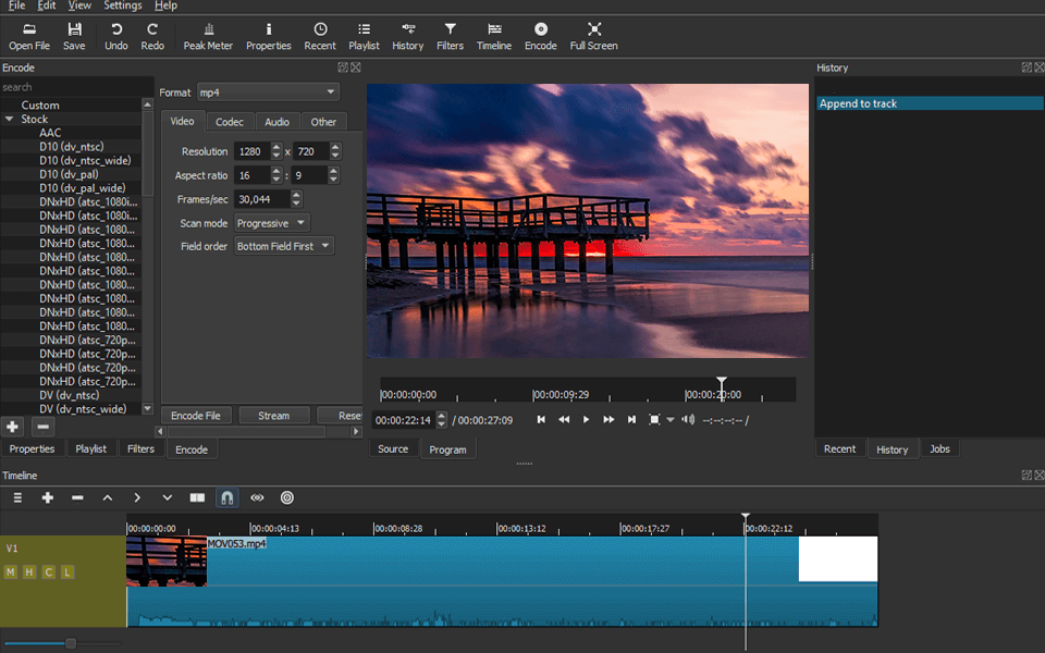 shotcut mp4 editor interface