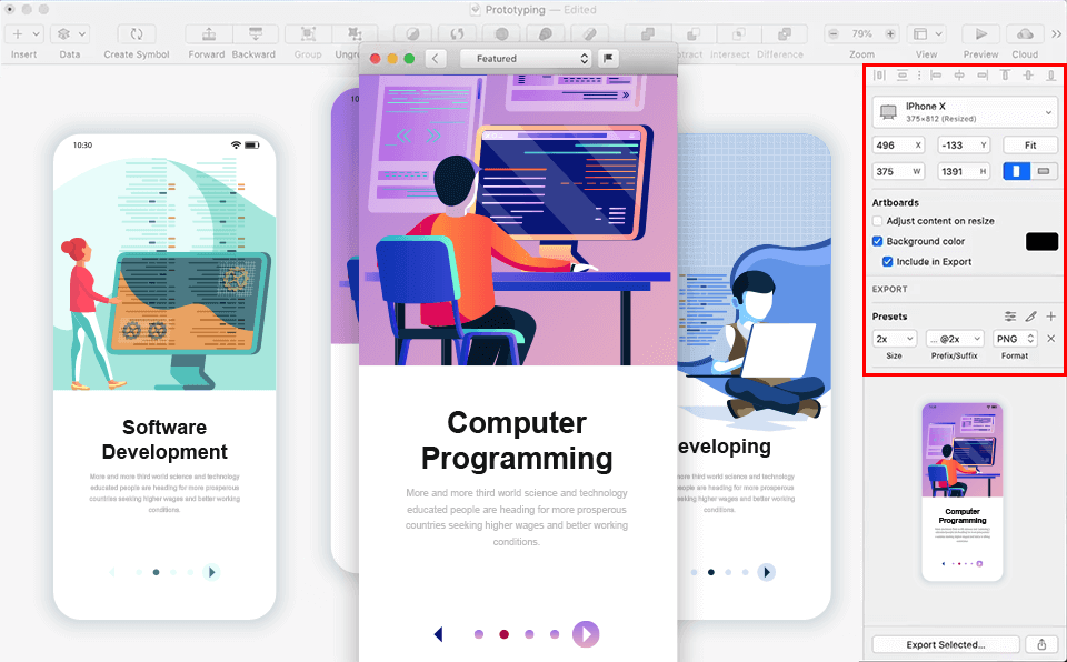 sketch prototyping screen