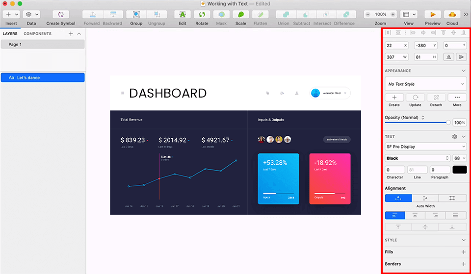 sketch typesetting tools screen