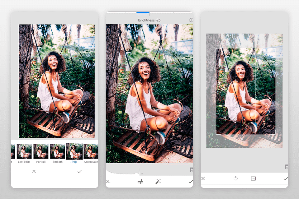 „snapseed“ nuotraukų redagavimo programa, skirta „android“ sąsajai