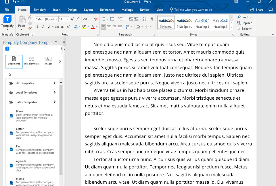 templafy document management software interface