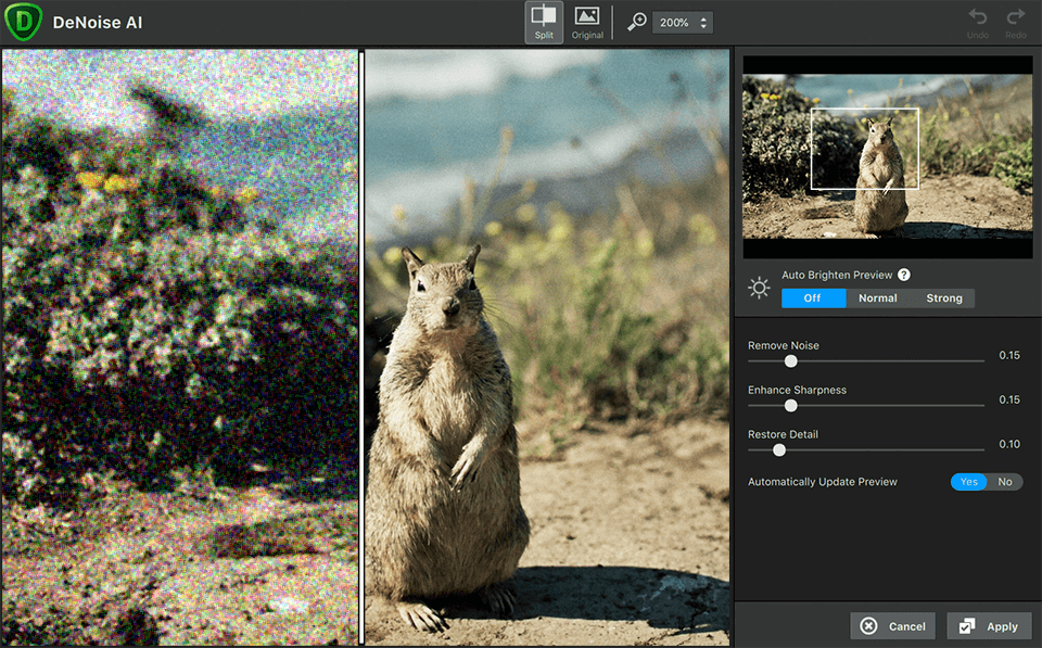 topaz denoise interface