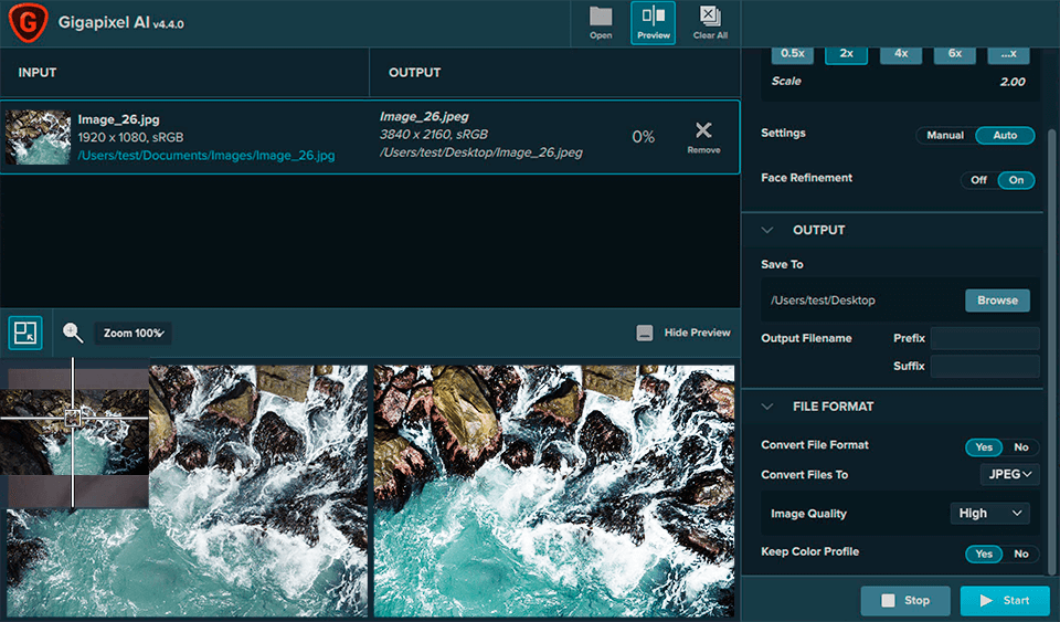 topaz gigapixel interface