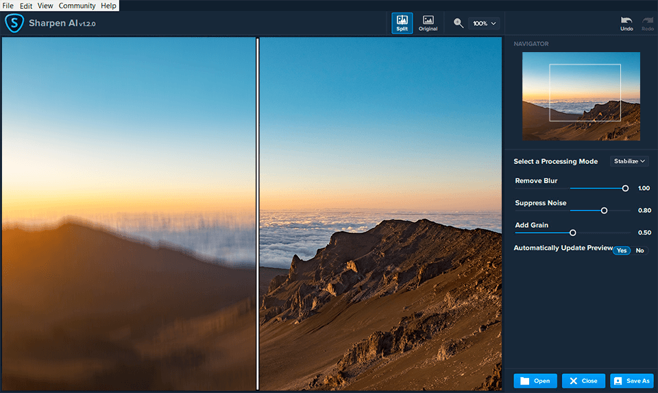 topaz sharpen interface