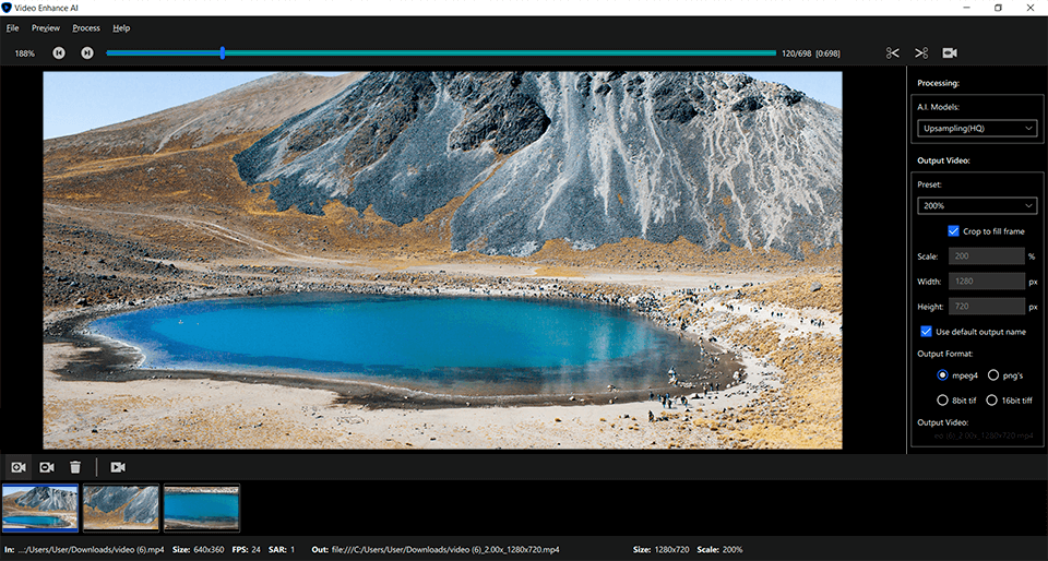 topaz video enchance interface