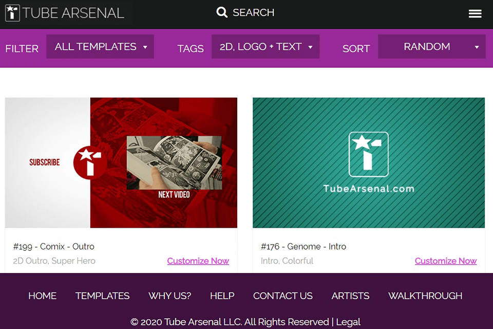 tube arsenal logo animation software interface