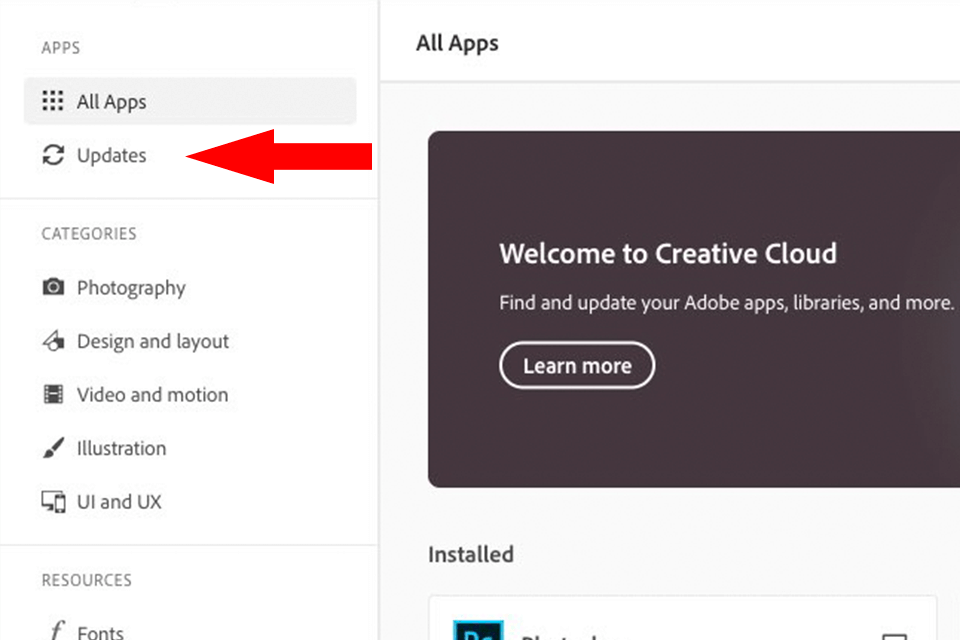 updates in creative cloud app