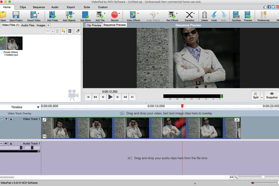 videopad software di editing video per interfaccia mac