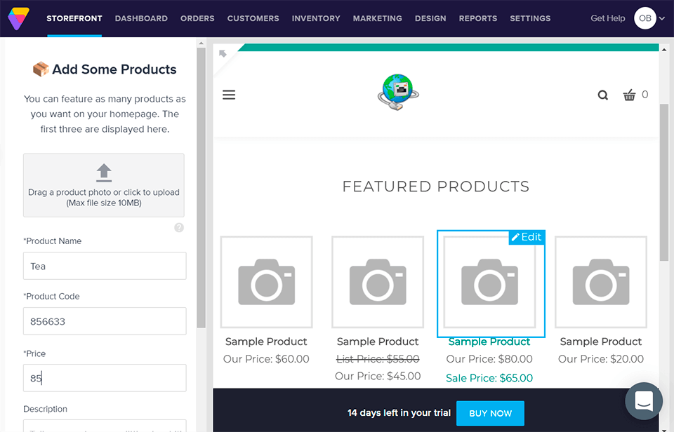 volusion e-commerce website builder interface
