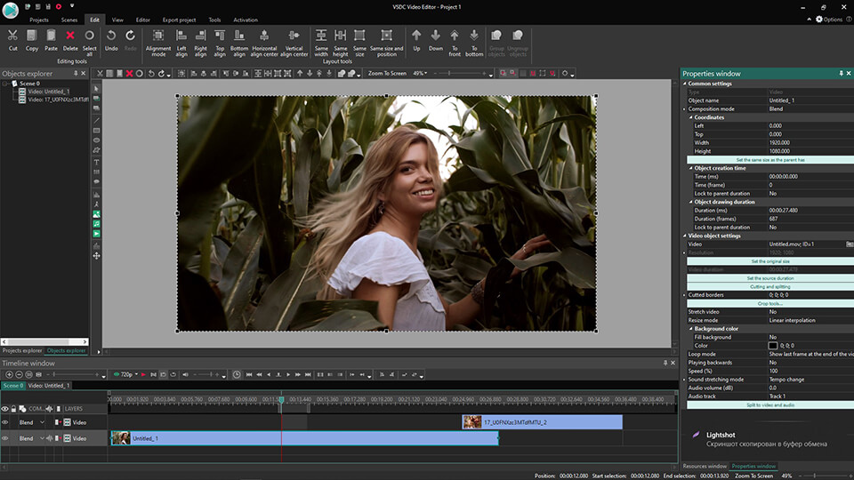 vsdc kostenloses Videobearbeitungsprogramm Interface